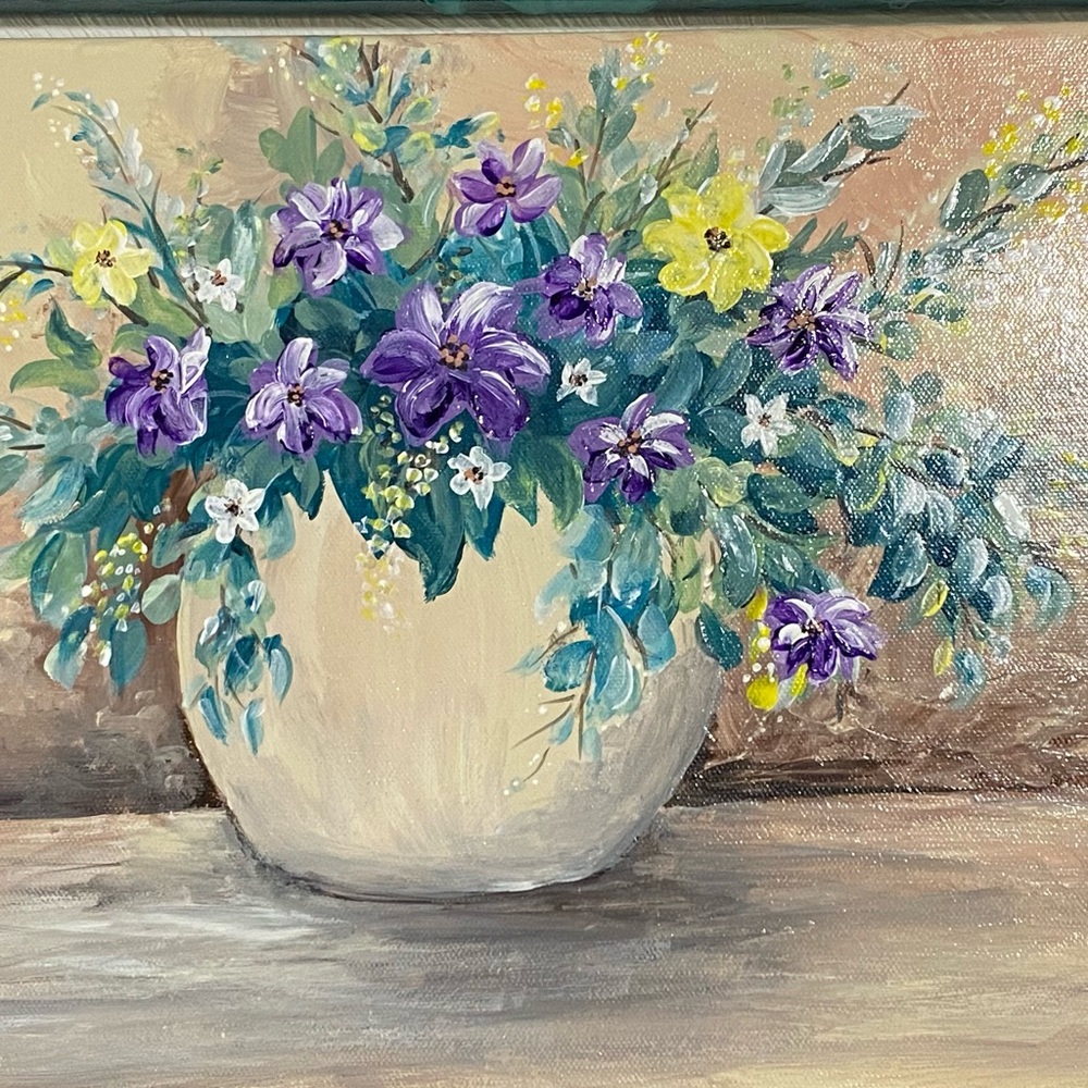 Acrylic floral painting on 11x14” stretched canvas